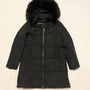 DKNY Women's Black Hooded Puffer Coat Size Small
